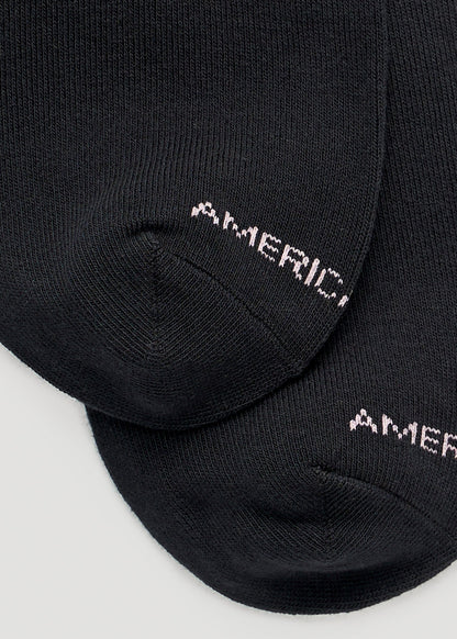 American Tall Women Mid Crew Socks (X-Large Size: 10-13) for Tall Women in Black