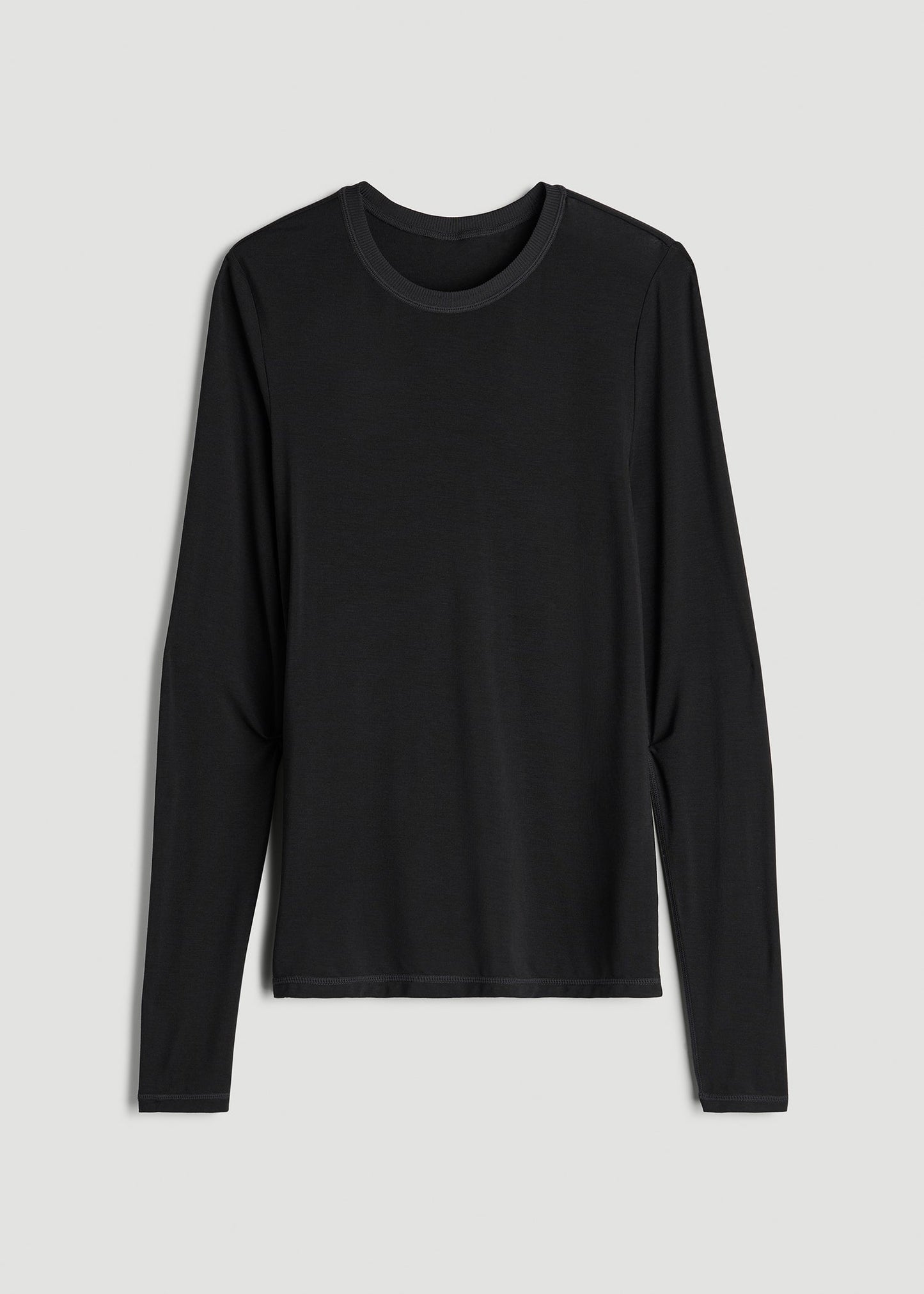 American Tall Women Thermal Merino Wool Base Layer Long Sleeve Top for Tall Women in Black