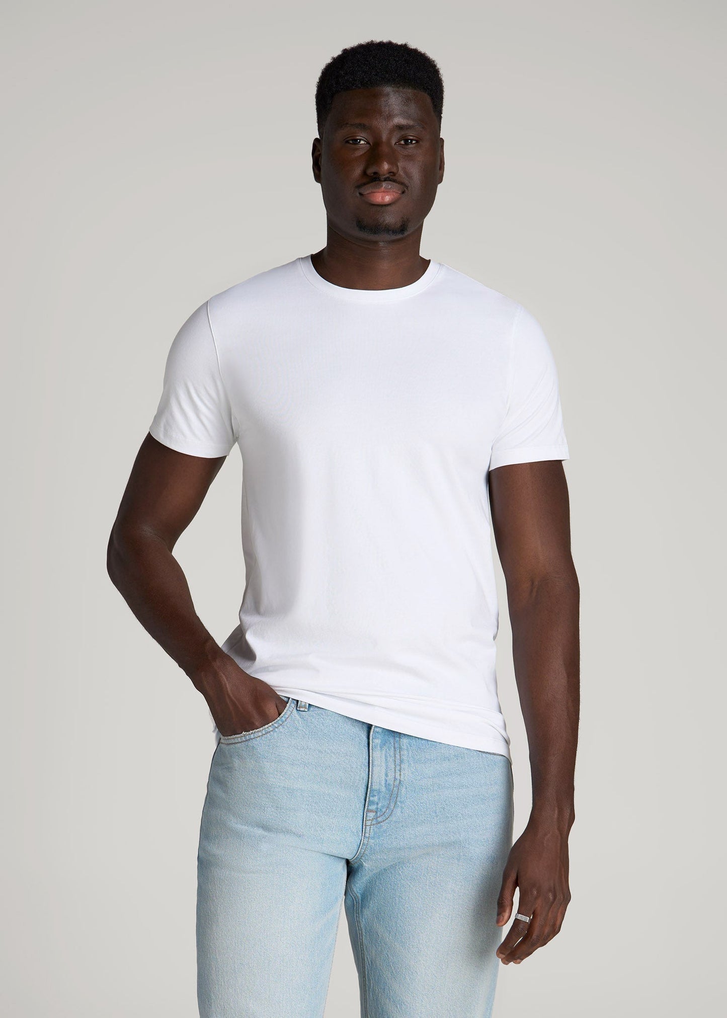 American Tall Men The Essential Modern Fit Crewneck Tee for Tall Men in White