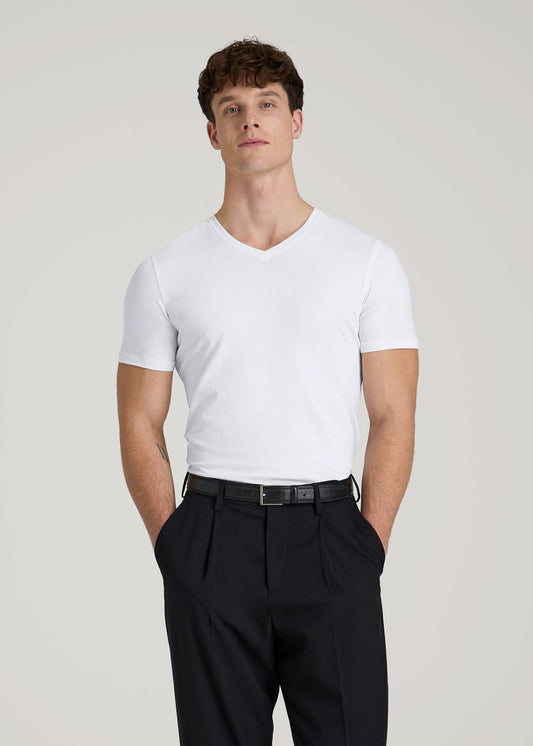 American Tall Men The Essential Slim Fit V-Neck Tee for Tall Men in White