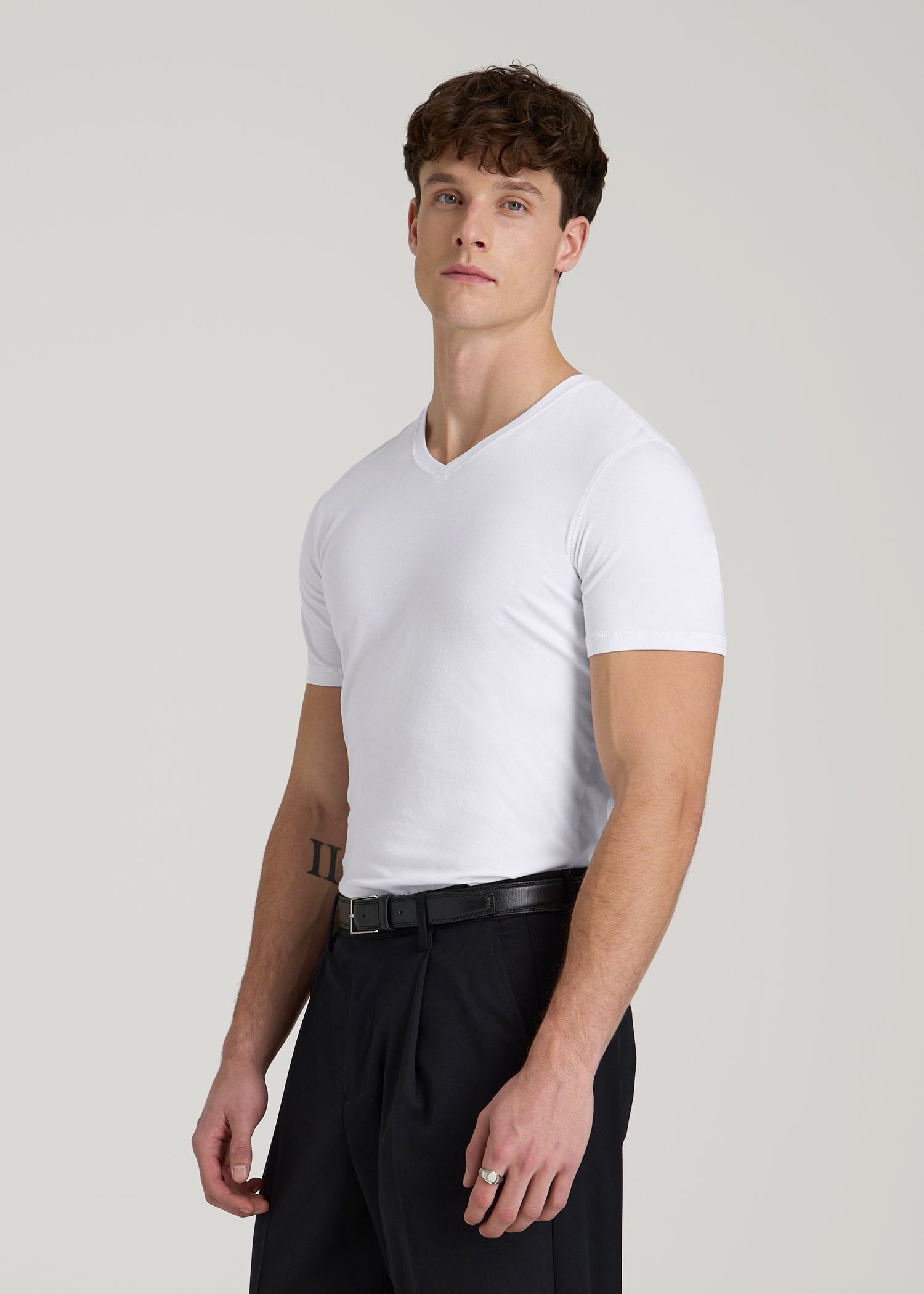 American Tall Men The Essential Slim Fit V-Neck Tee for Tall Men in White