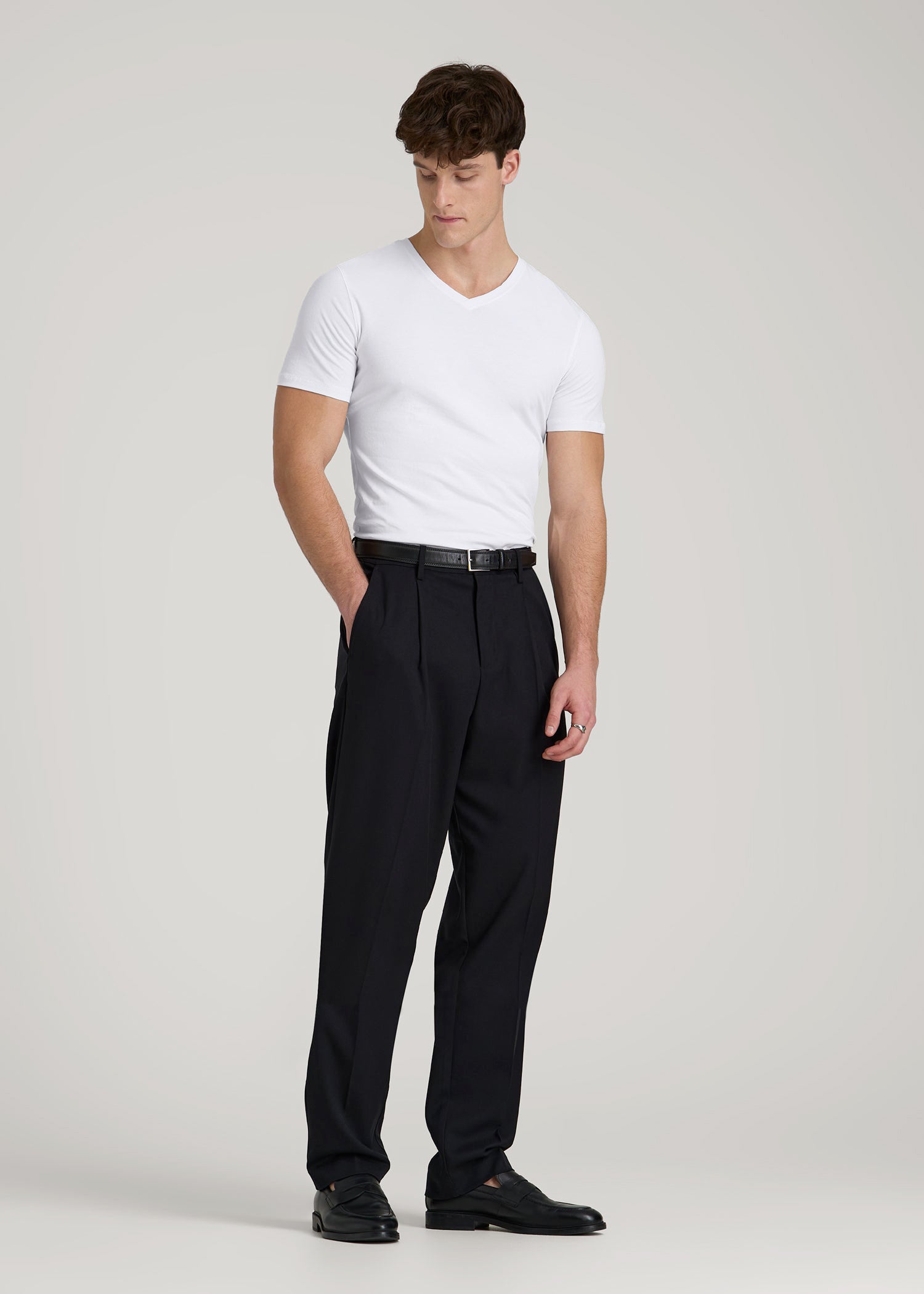 American Tall Men The Essential Slim Fit V-Neck Tee for Tall Men in White