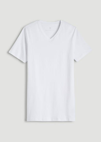 American Tall Men The Essential Slim Fit V-Neck Tee for Tall Men in White