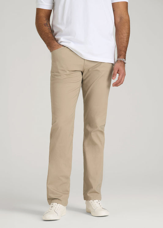 American Tall Men Carman TAPERED Fit Five Pocket Pants for Tall Men in Desert Khaki