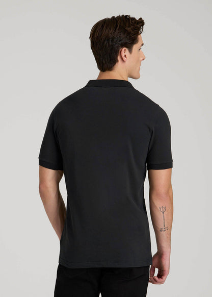 American Tall Men Classic Polo with Embroidered Logo for Tall Men in Black