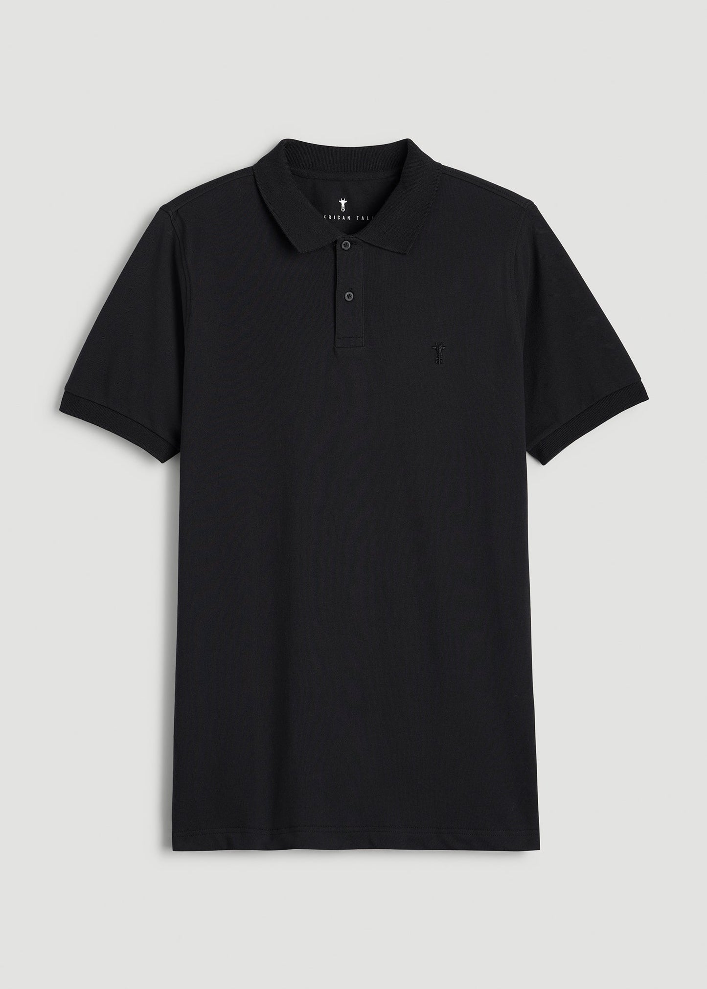 American Tall Men Classic Polo with Embroidered Logo for Tall Men in Black
