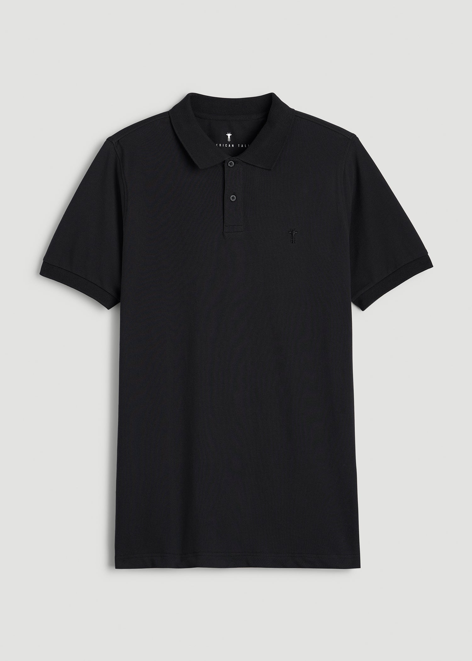 American Tall Men Classic Polo with Embroidered Logo for Tall Men in Black