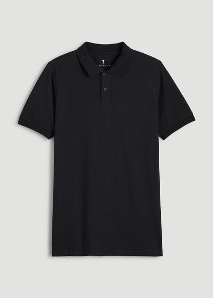 American Tall Men Classic Polo with Embroidered Logo for Tall Men in Black