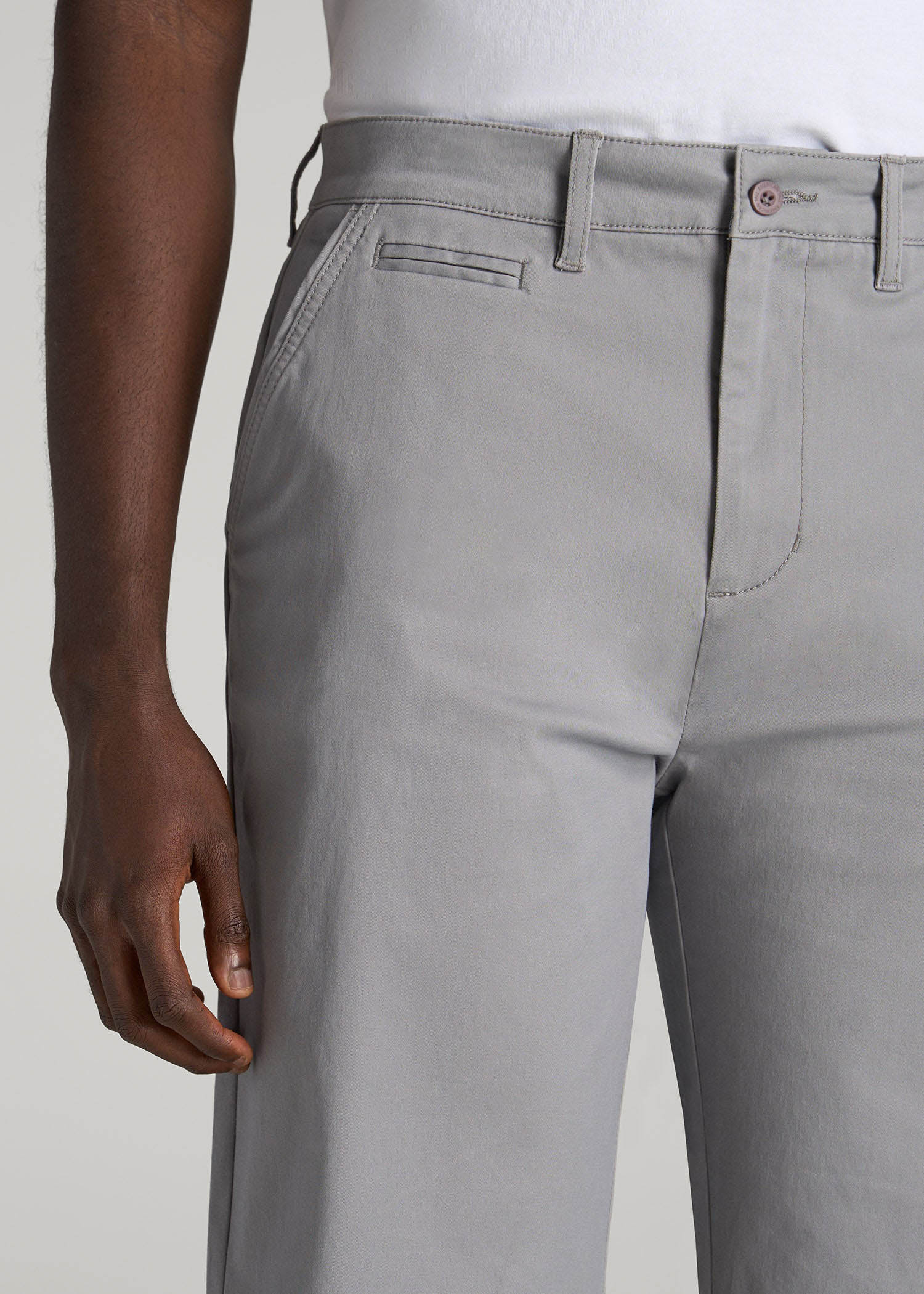 American Tall Men Chino Shorts for Tall Men in Pebble Grey