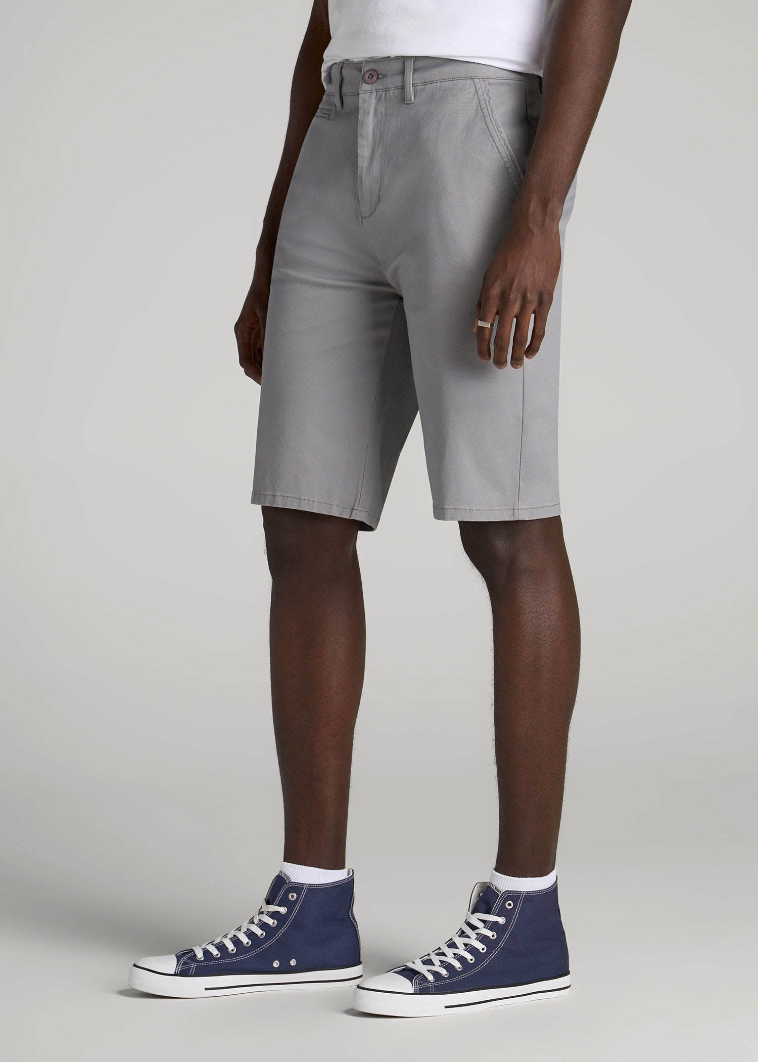 American Tall Men Chino Shorts for Tall Men in Pebble Grey