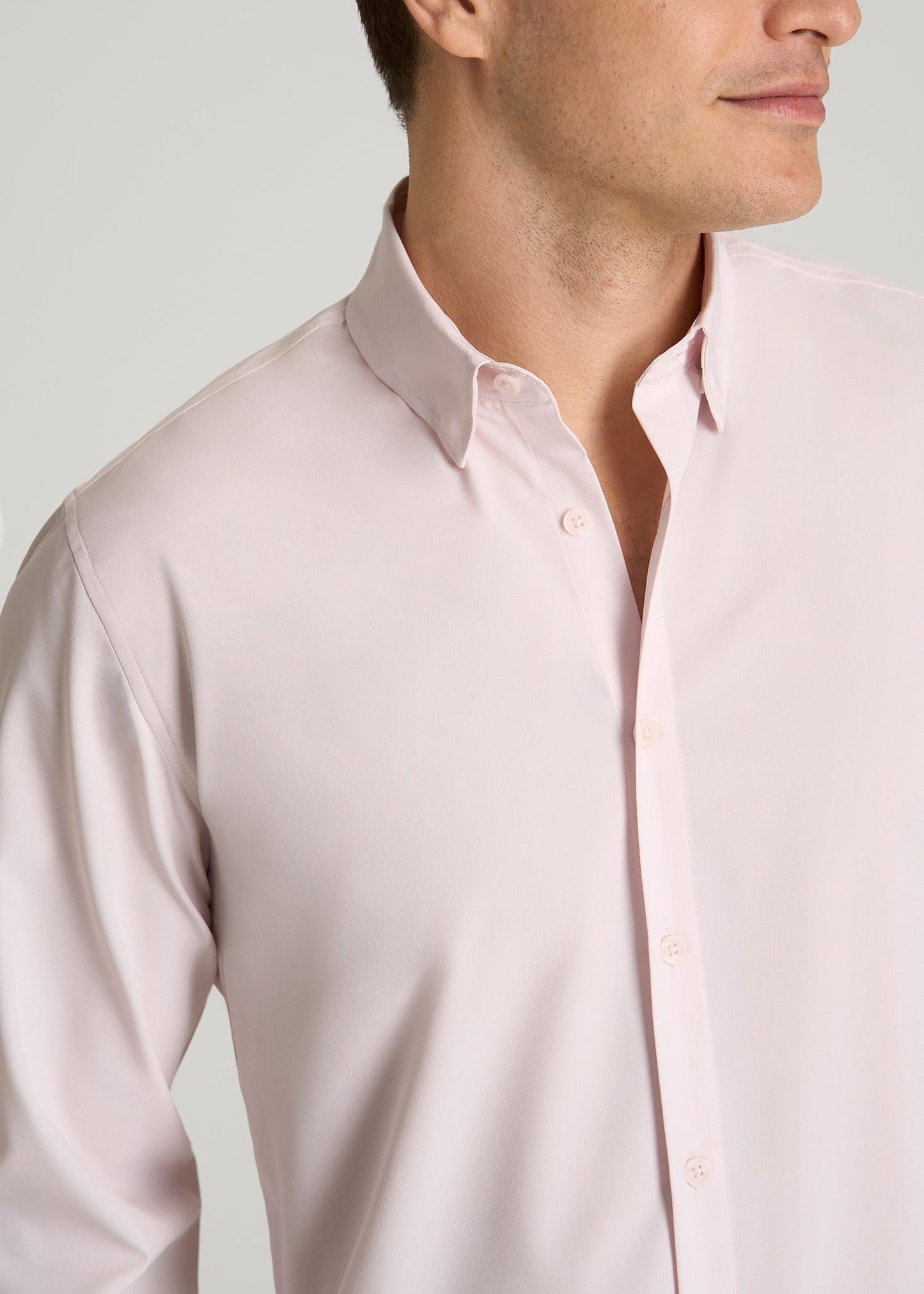 American Tall Men Traveler Stretch Dress Shirt for Tall Men in Grey Lilac