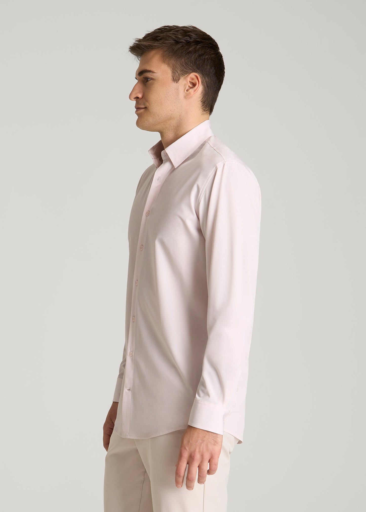 American Tall Men Traveler Stretch Dress Shirt for Tall Men in Grey Lilac