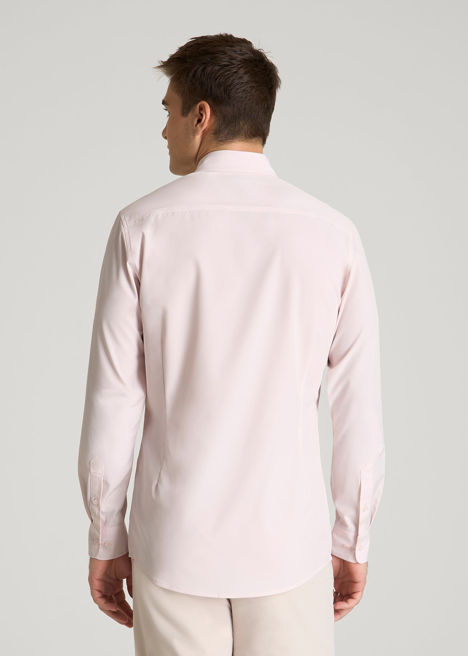 American Tall Men Traveler Stretch Dress Shirt for Tall Men in Grey Lilac