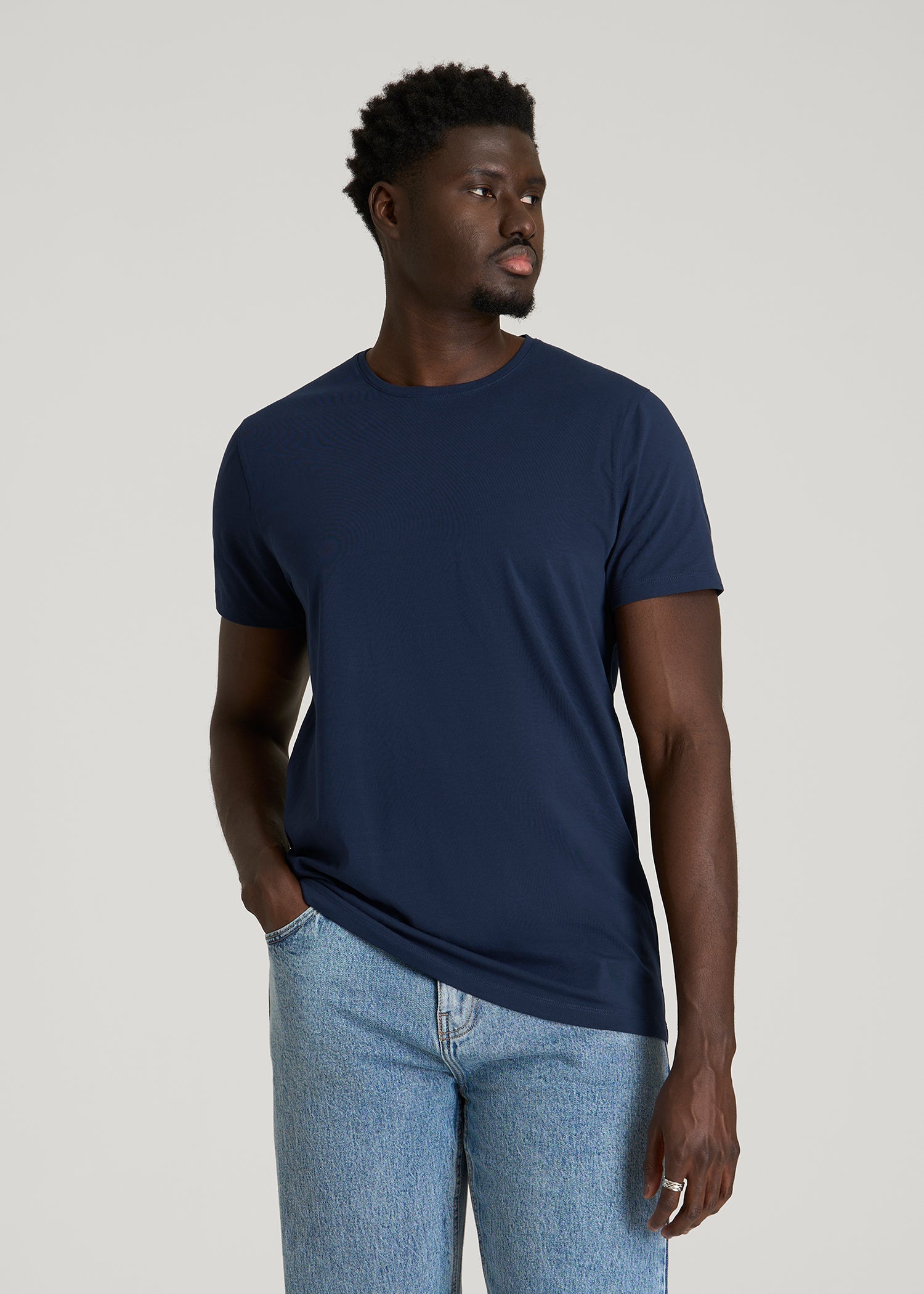 American Tall Men The Essential Modern Fit Crewneck Tee for Tall Men in Navy