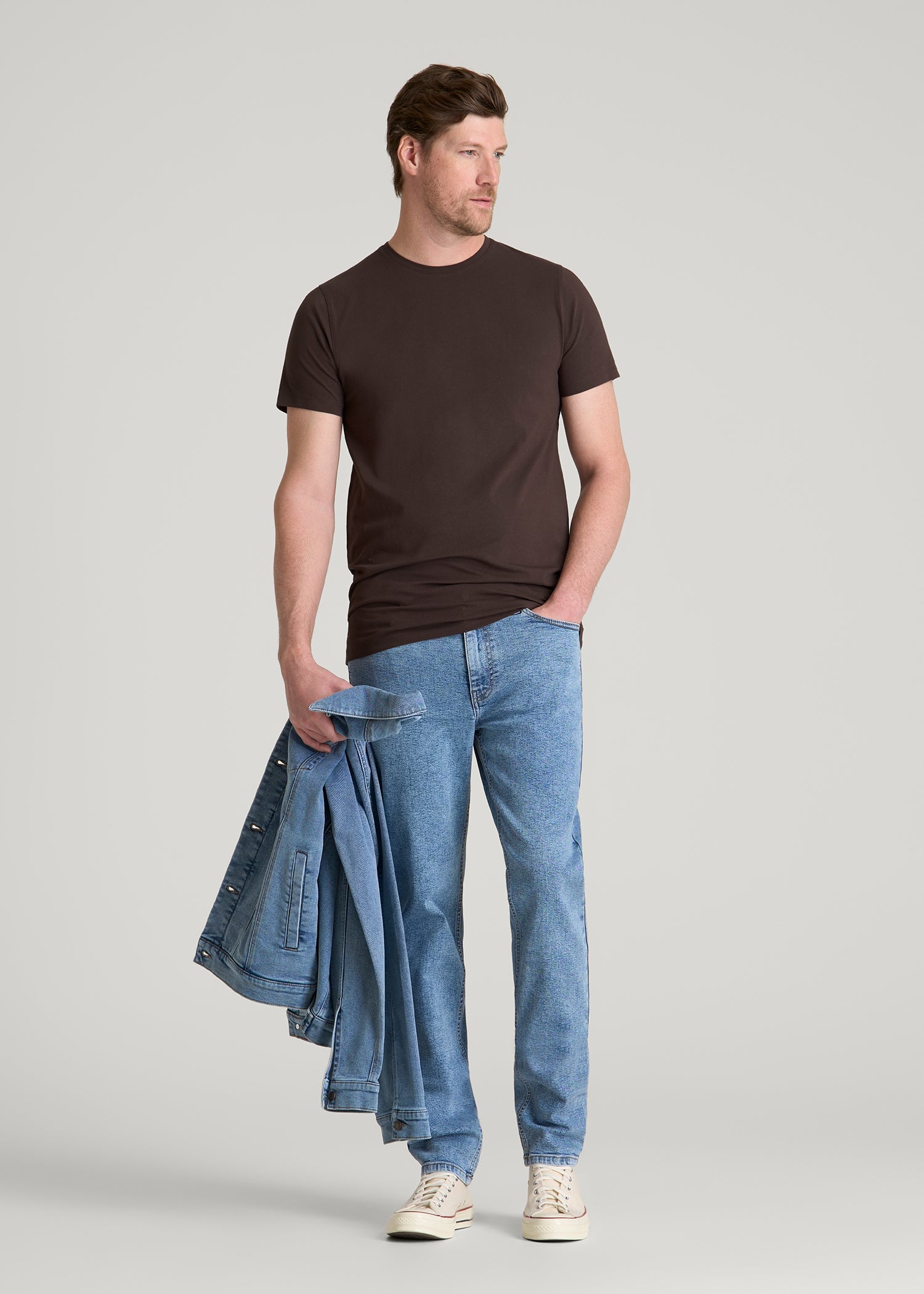 American Tall Men The Essential Modern Fit Crewneck Tee for Tall Men in Espresso