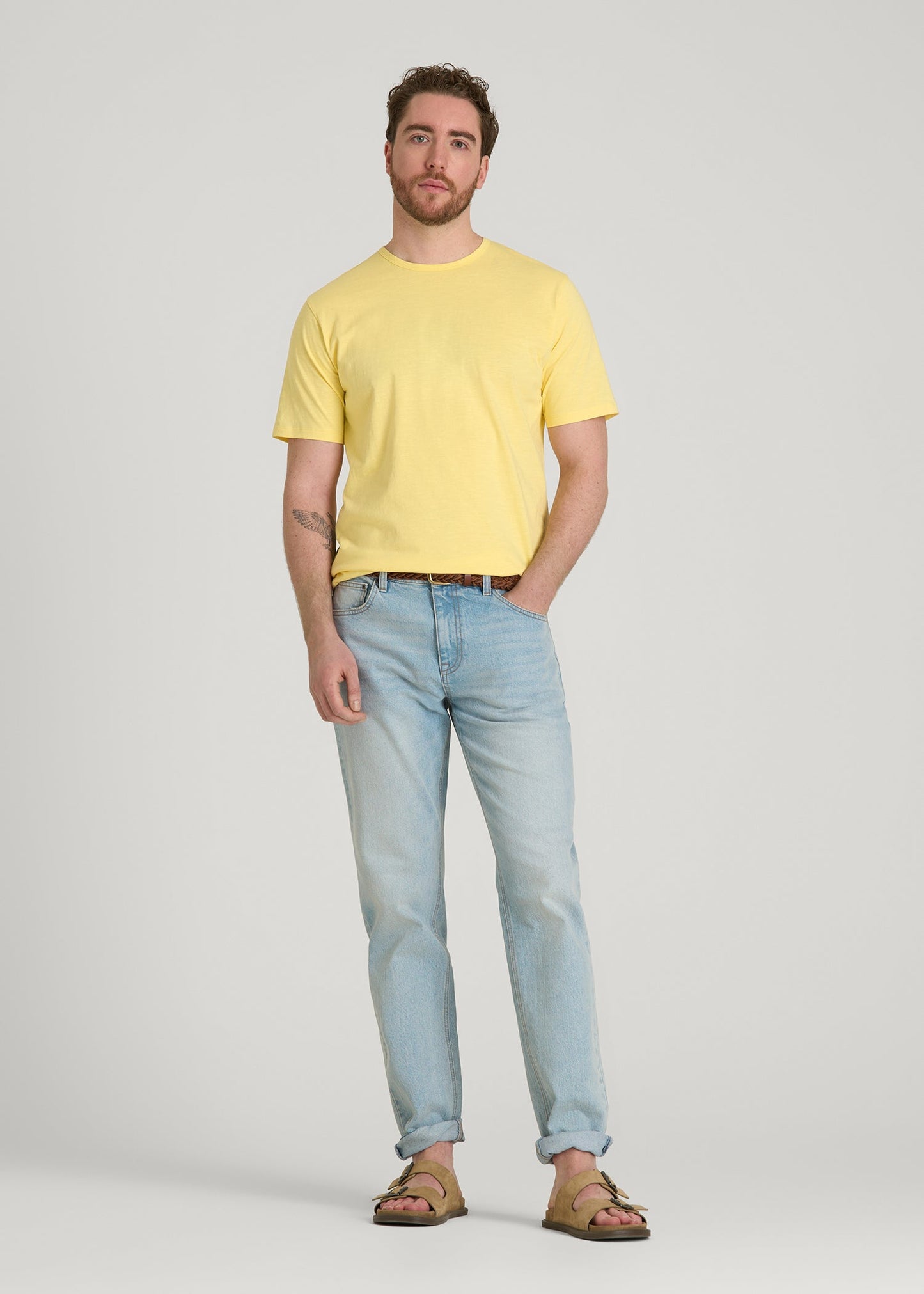 American Tall Men REGULAR-FIT Slub Tee for Tall Men in Lemon Drop