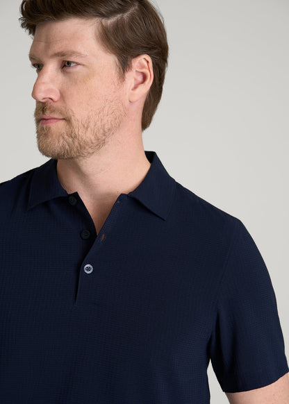 American Tall Men Coastal Perforated Polo for Tall Men in Patriot Blue