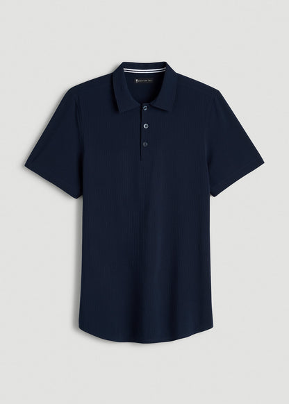 American Tall Men Coastal Perforated Polo for Tall Men in Patriot Blue