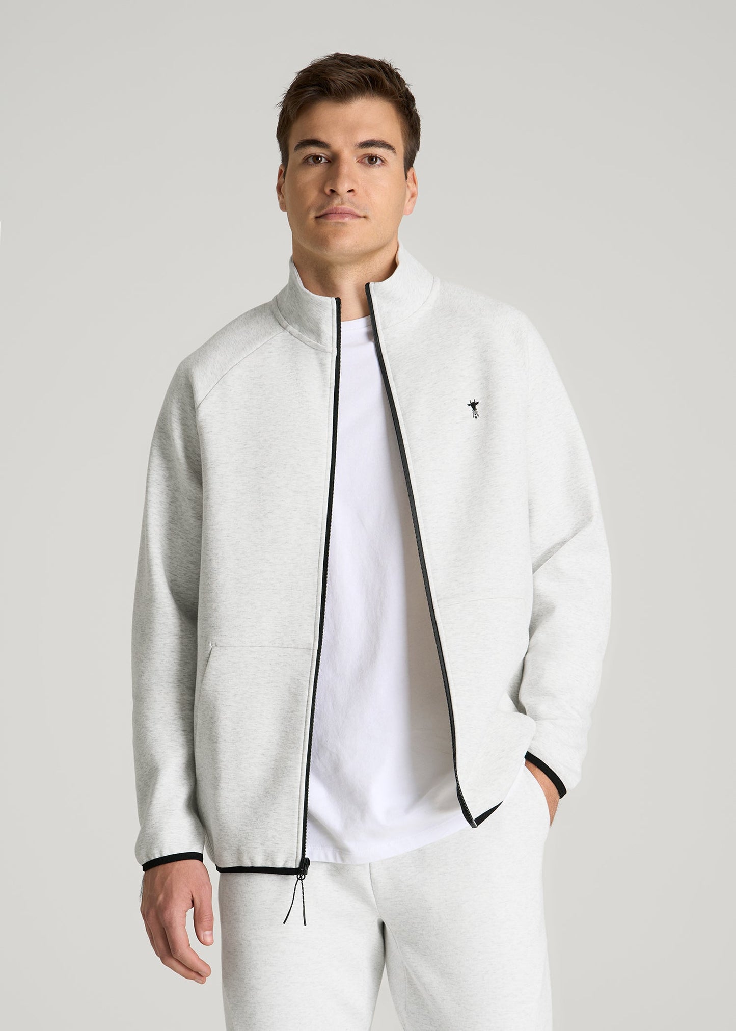 American Tall Men Tech Motion Fleece Full-Zip Jacket for Tall Men in Heather Frost