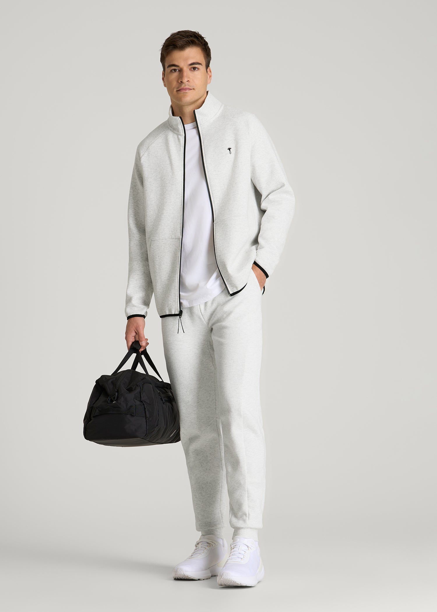 American Tall Men Tech Motion Fleece Full-Zip Jacket for Tall Men in Heather Frost