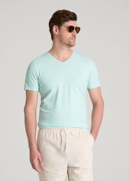 American Tall Men The Essential Slim Fit V-Neck Tee for Tall Men in Opal Blue