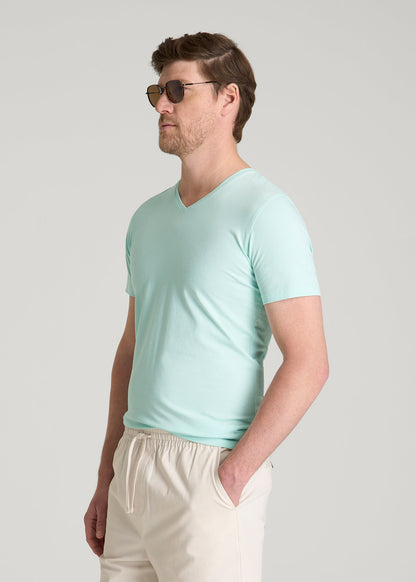 American Tall Men The Essential Slim Fit V-Neck Tee for Tall Men in Opal Blue
