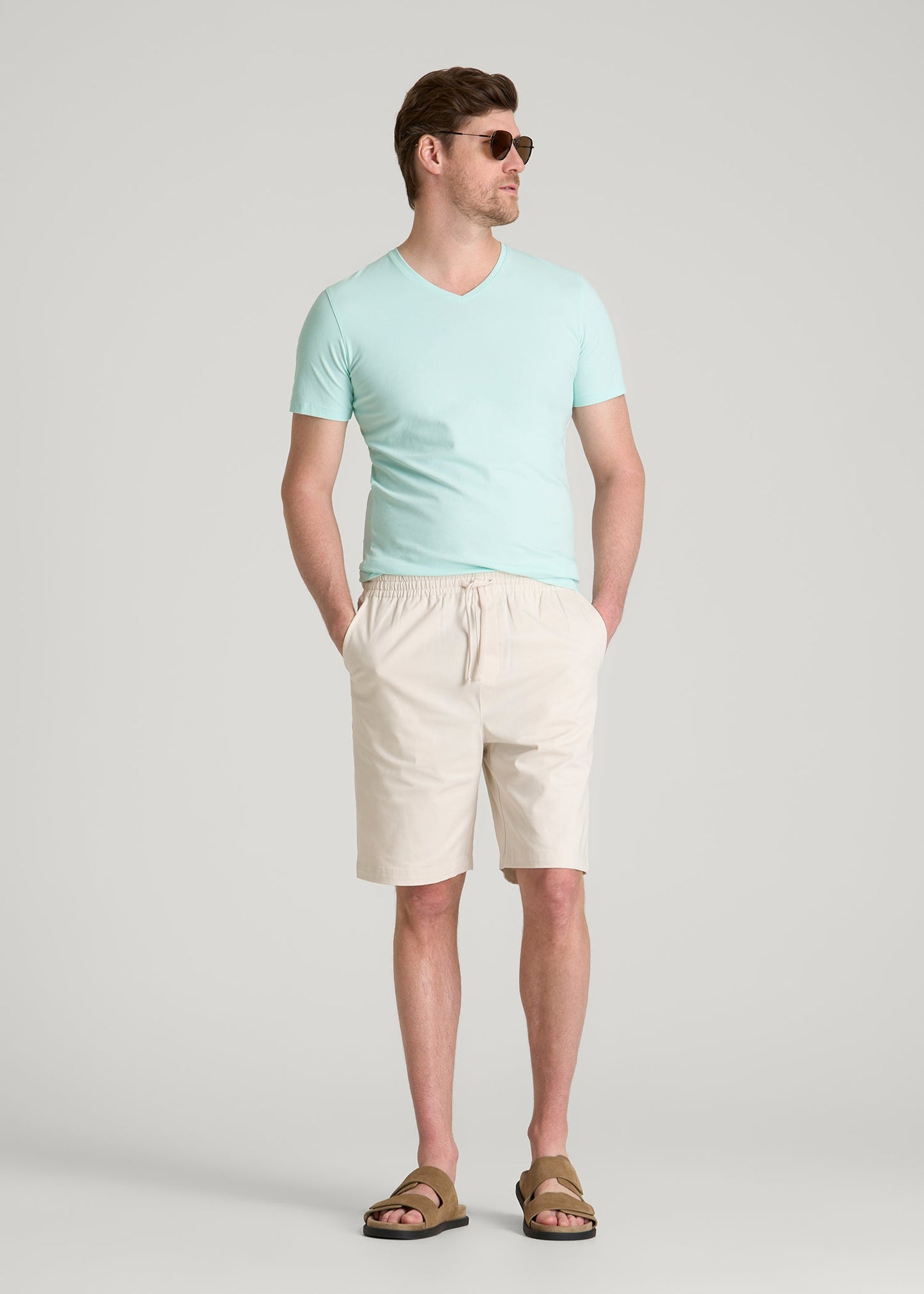 American Tall Men The Essential Slim Fit V-Neck Tee for Tall Men in Opal Blue