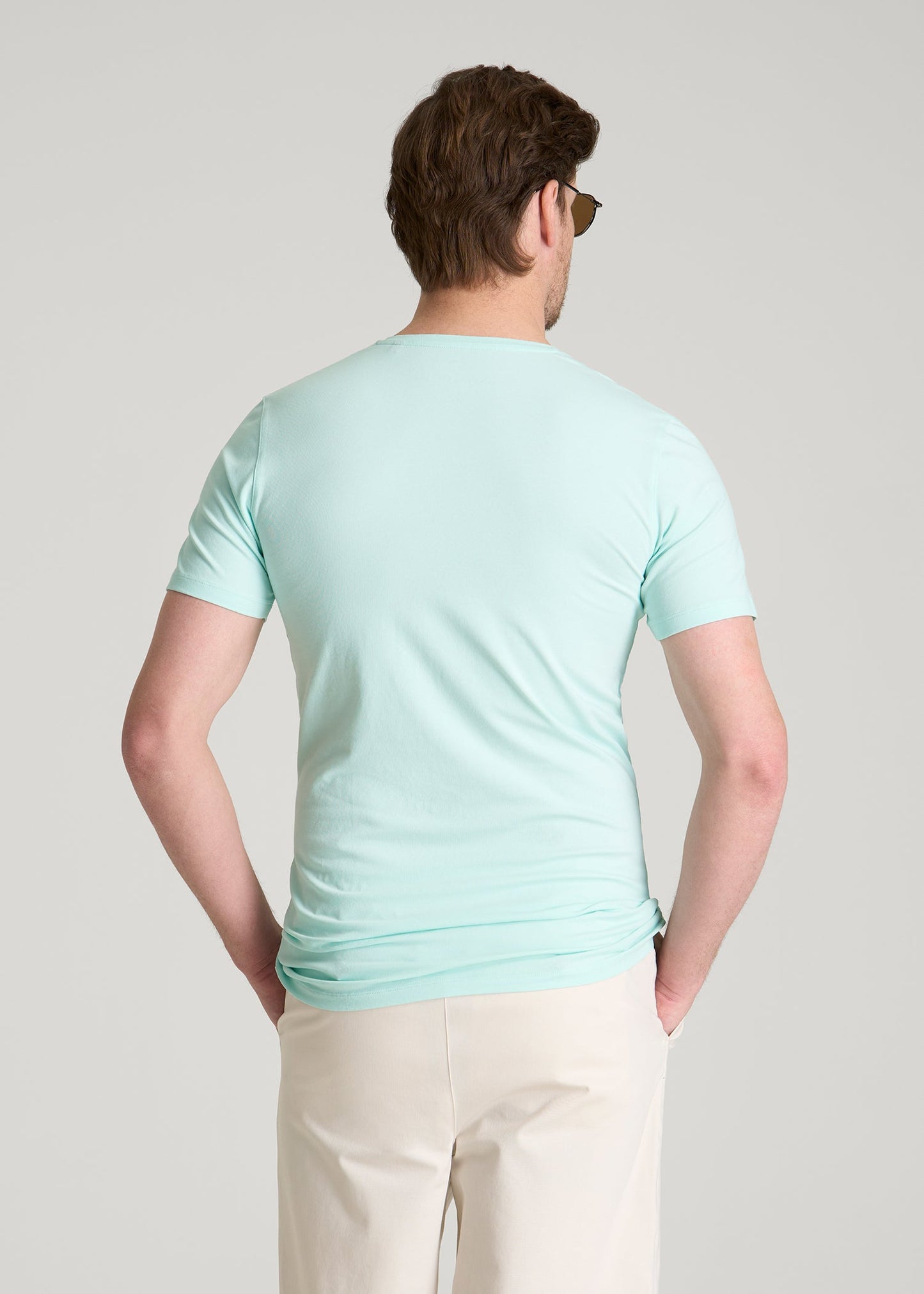 American Tall Men The Essential Slim Fit V-Neck Tee for Tall Men in Opal Blue