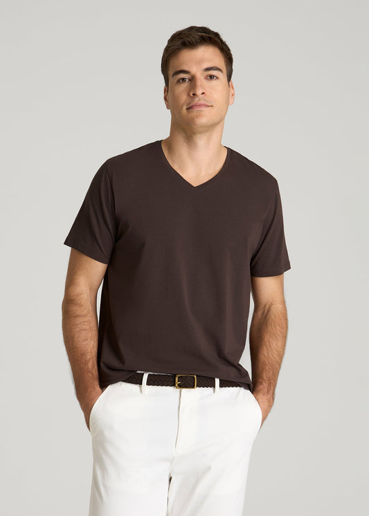 American Tall Men The Essential Modern Fit V-Neck Tee for Tall Men in Espresso