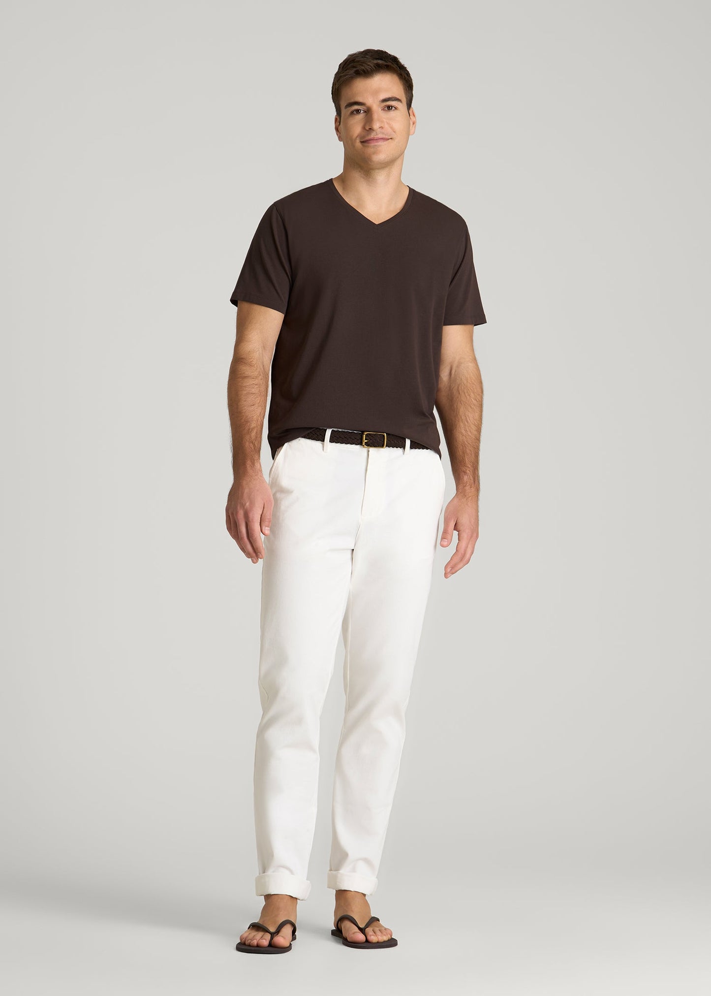 American Tall Men The Essential Modern Fit V-Neck Tee for Tall Men in Espresso