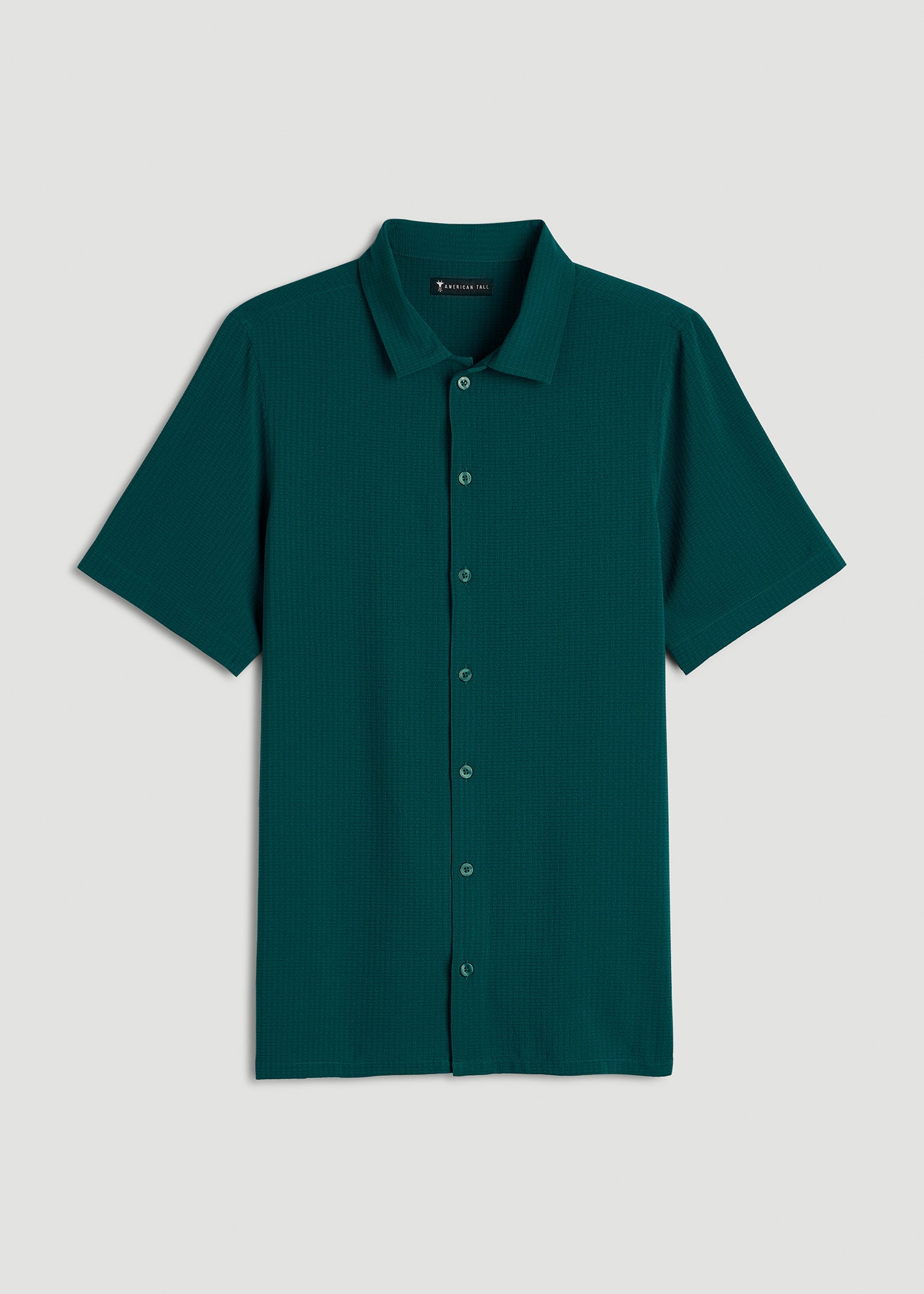 American Tall Men Coastal Perforated Button shirt for Tall Men in Deep Teal