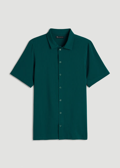 American Tall Men Coastal Perforated Button shirt for Tall Men in Deep Teal