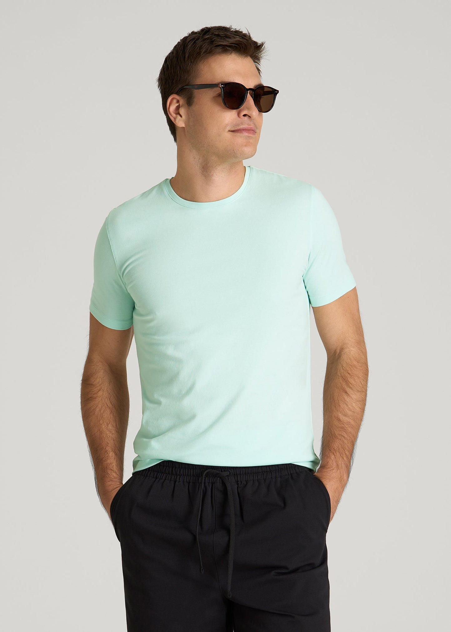 American Tall Men The Essential Slim Fit Crewneck Tee for Tall Men in Opal Blue