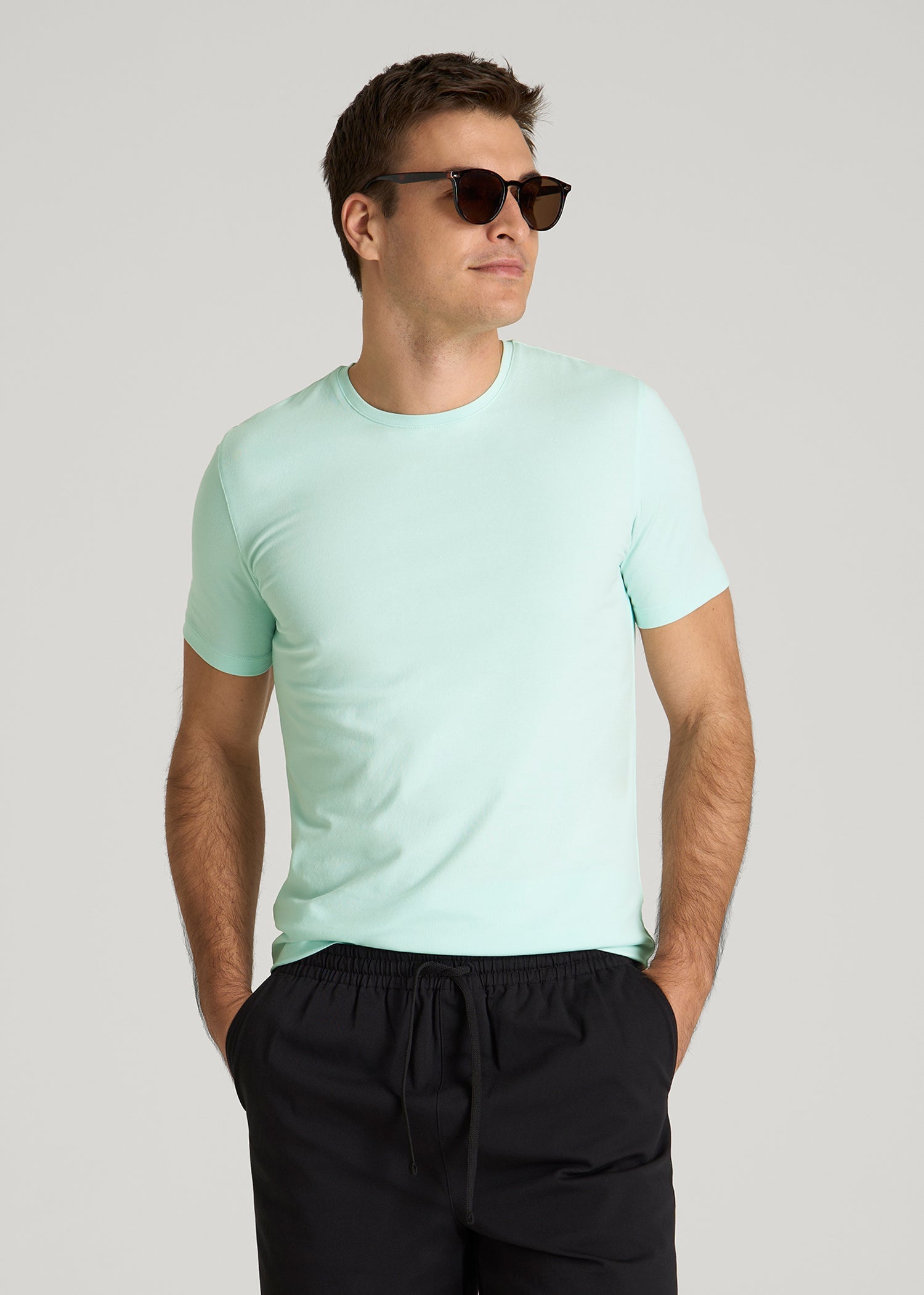 American Tall Men The Essential Slim Fit Crewneck Tee for Tall Men in Opal Blue