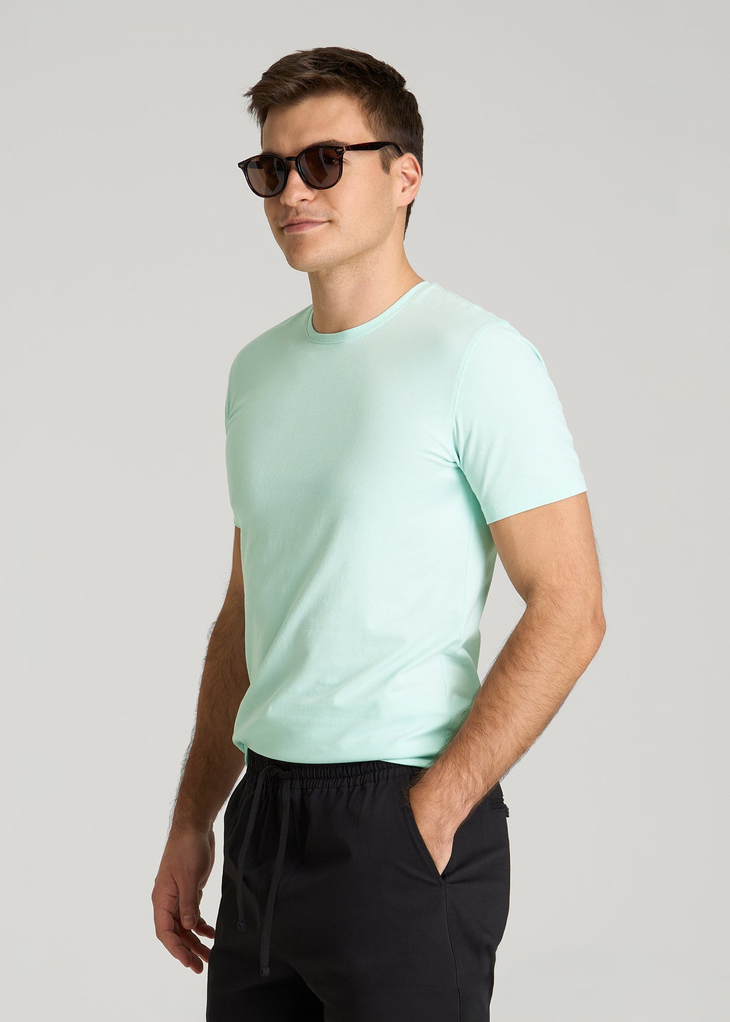 American Tall Men The Essential Slim Fit Crewneck Tee for Tall Men in Opal Blue