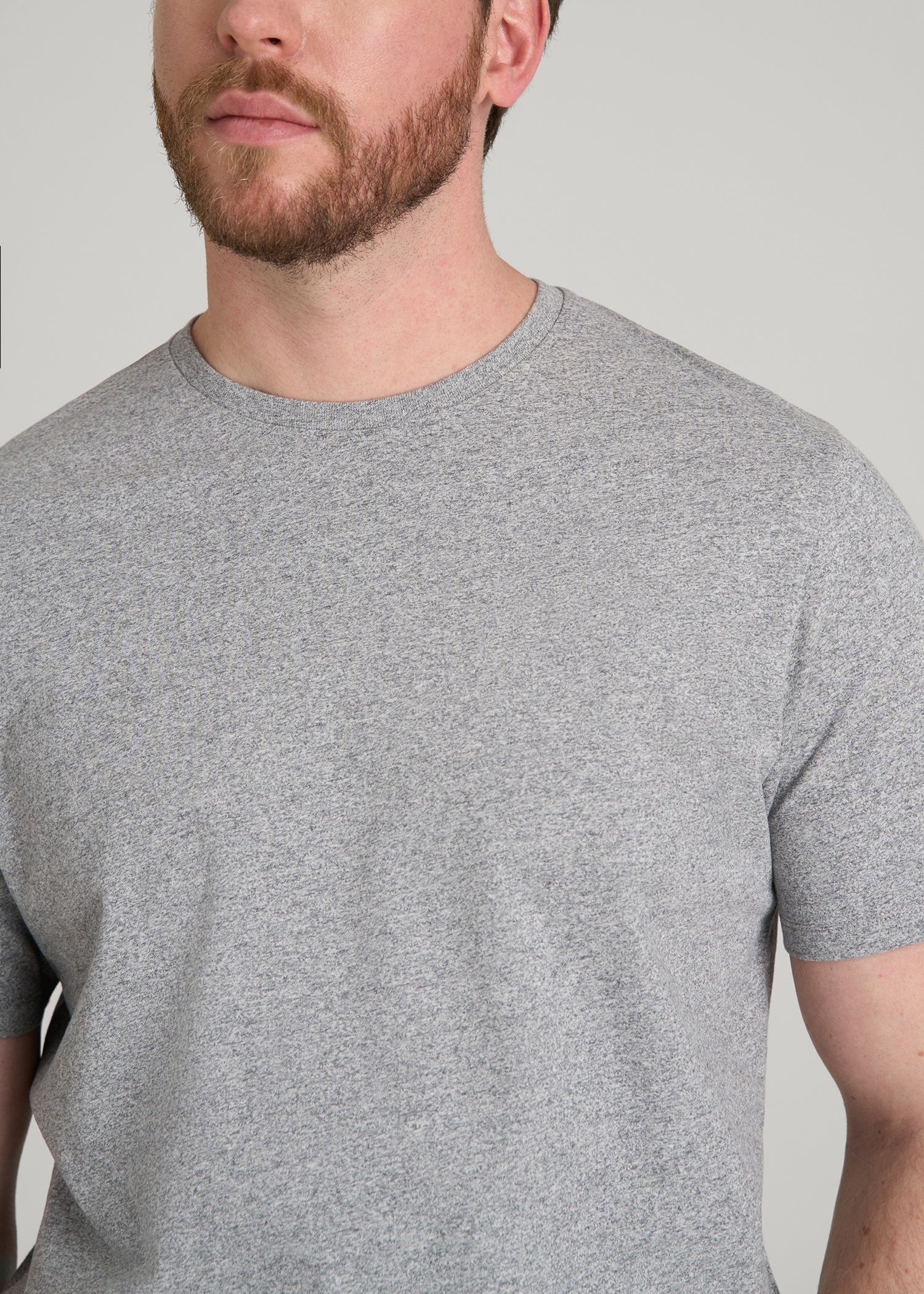 American Tall Men Core Cotton Crewneck Tee for Tall Men in Heathered Grey
