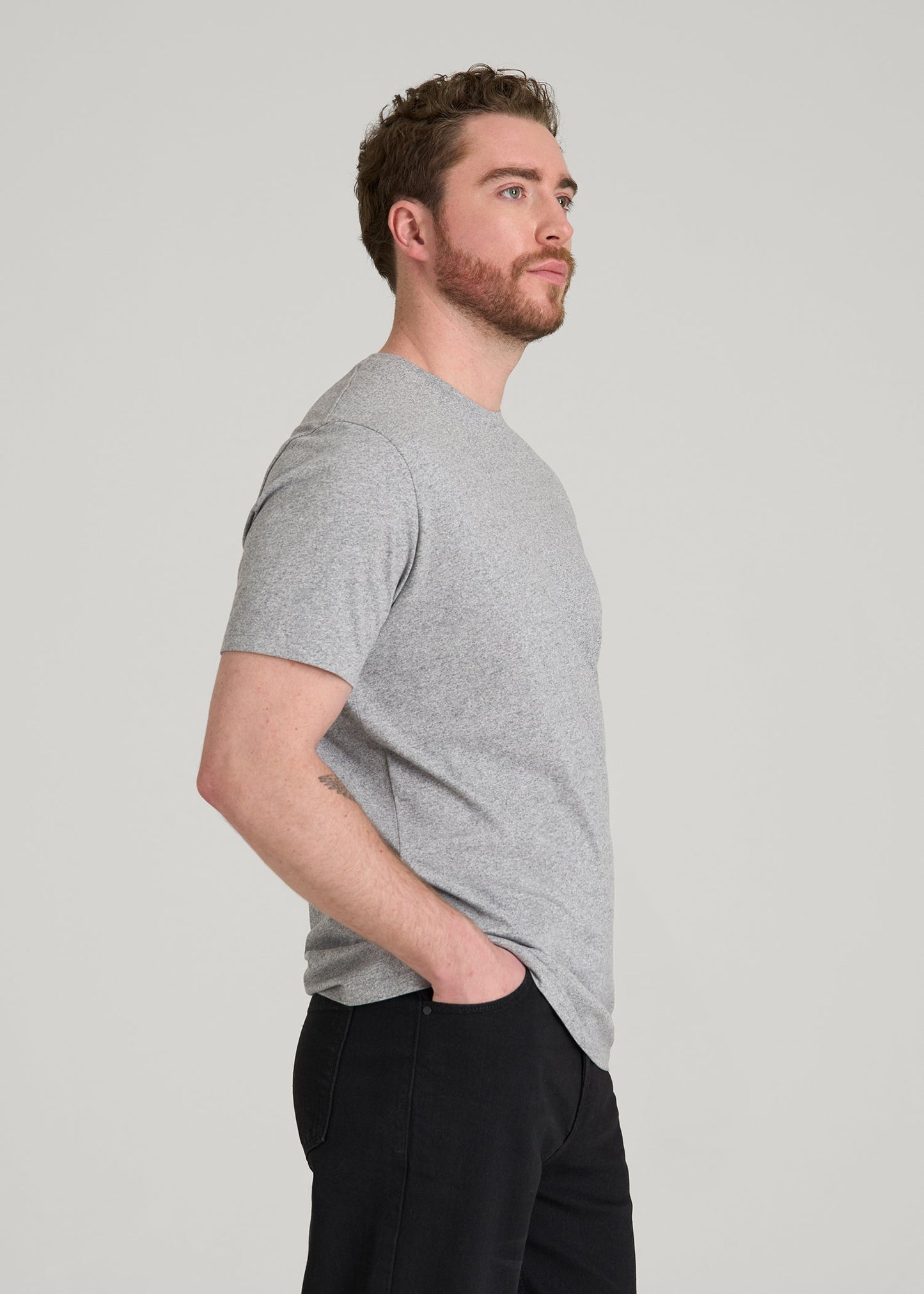 American Tall Men Core Cotton Crewneck Tee for Tall Men in Heathered Grey