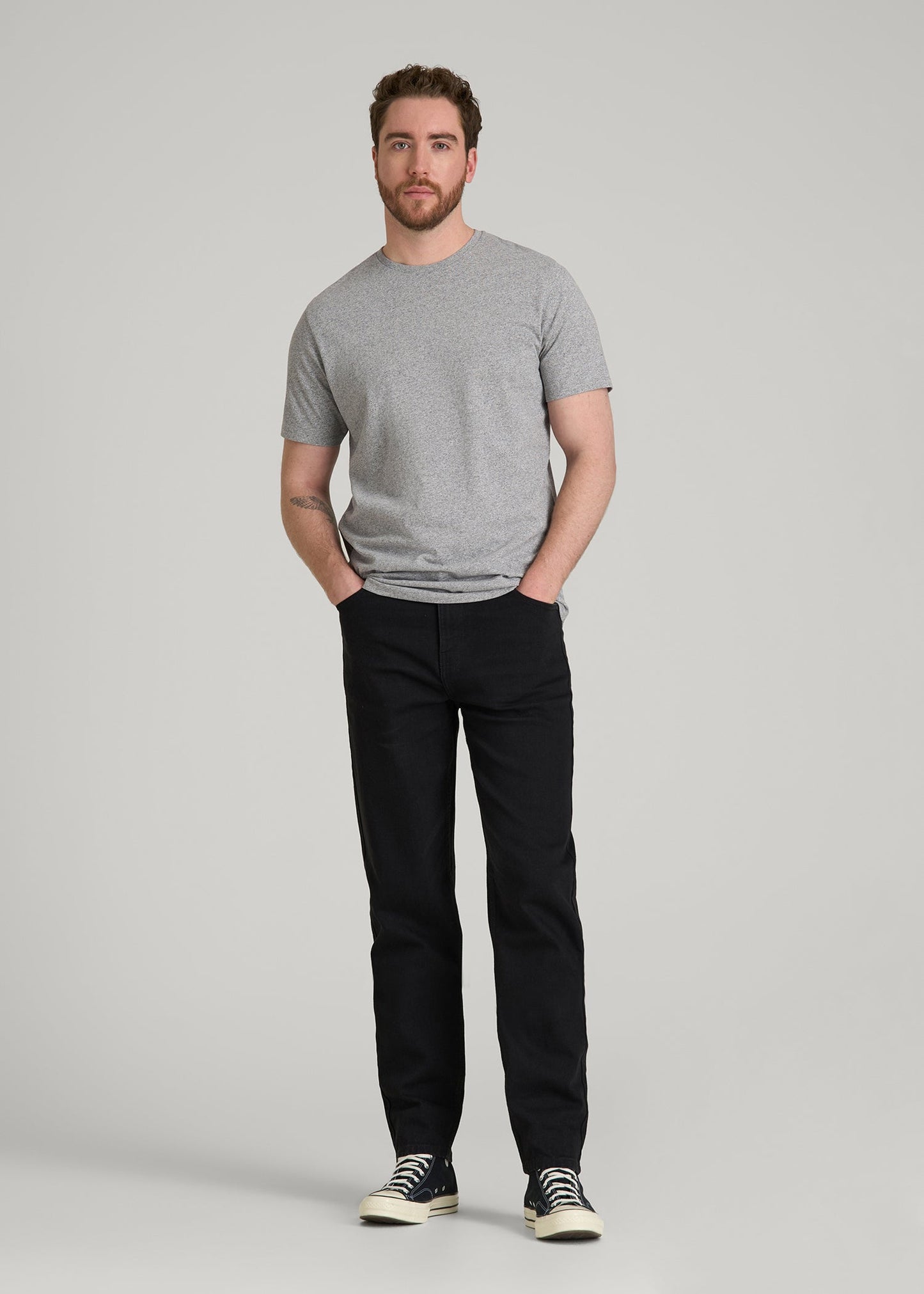 American Tall Men Core Cotton Crewneck Tee for Tall Men in Heathered Grey