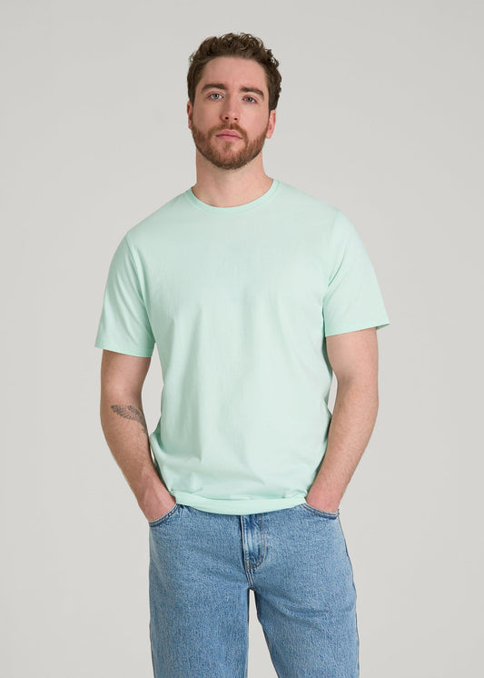 American Tall Men Core Cotton Crewneck Tee for Tall Men in Opal Blue