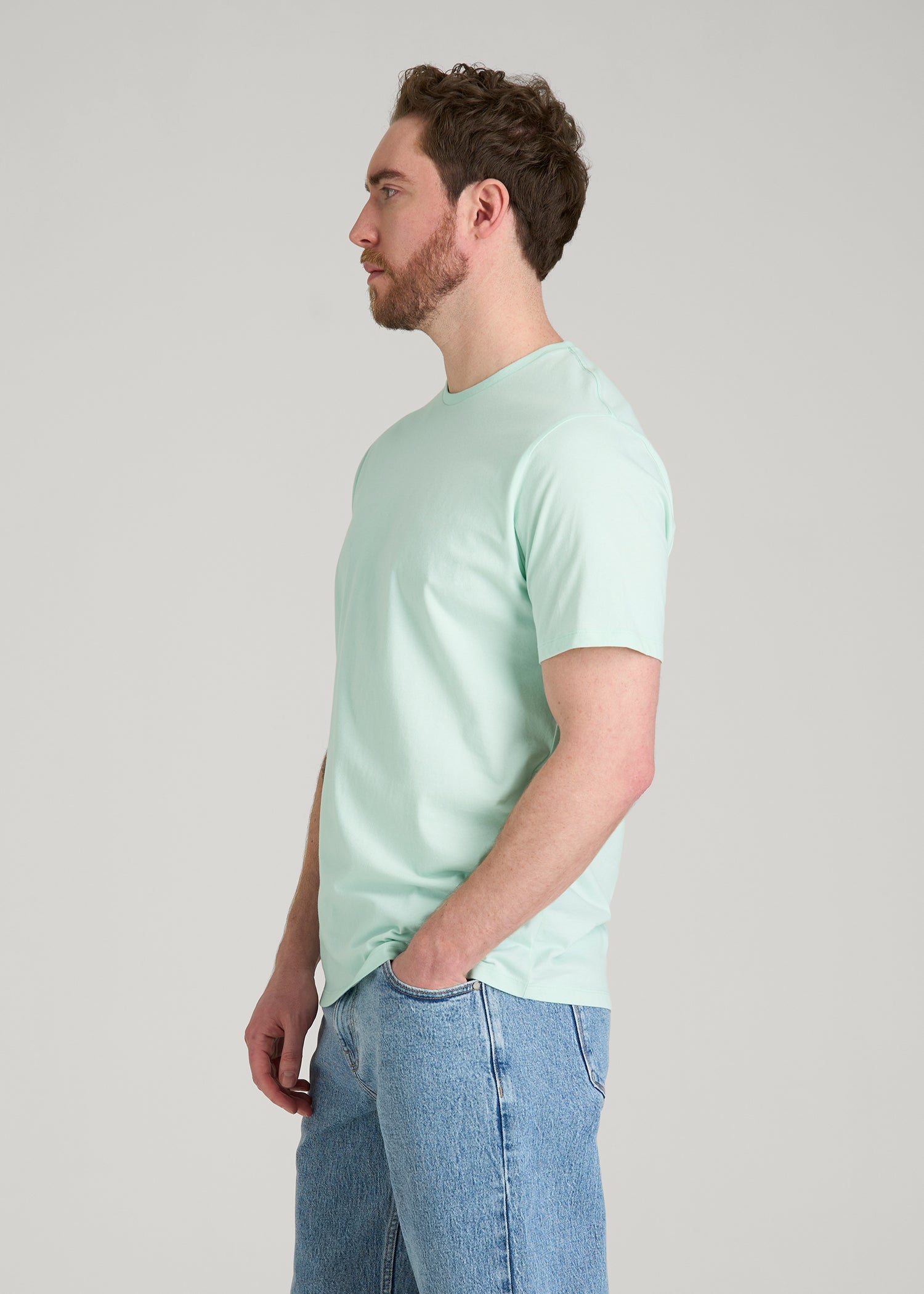 American Tall Men Core Cotton Crewneck Tee for Tall Men in Opal Blue