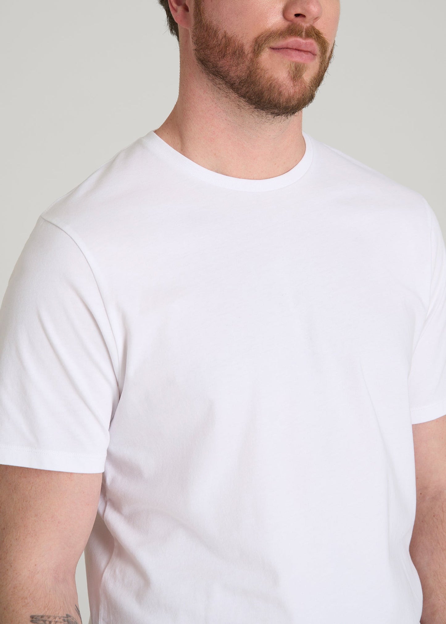 American Tall Men Core Cotton Crewneck Tee for Tall Men in White