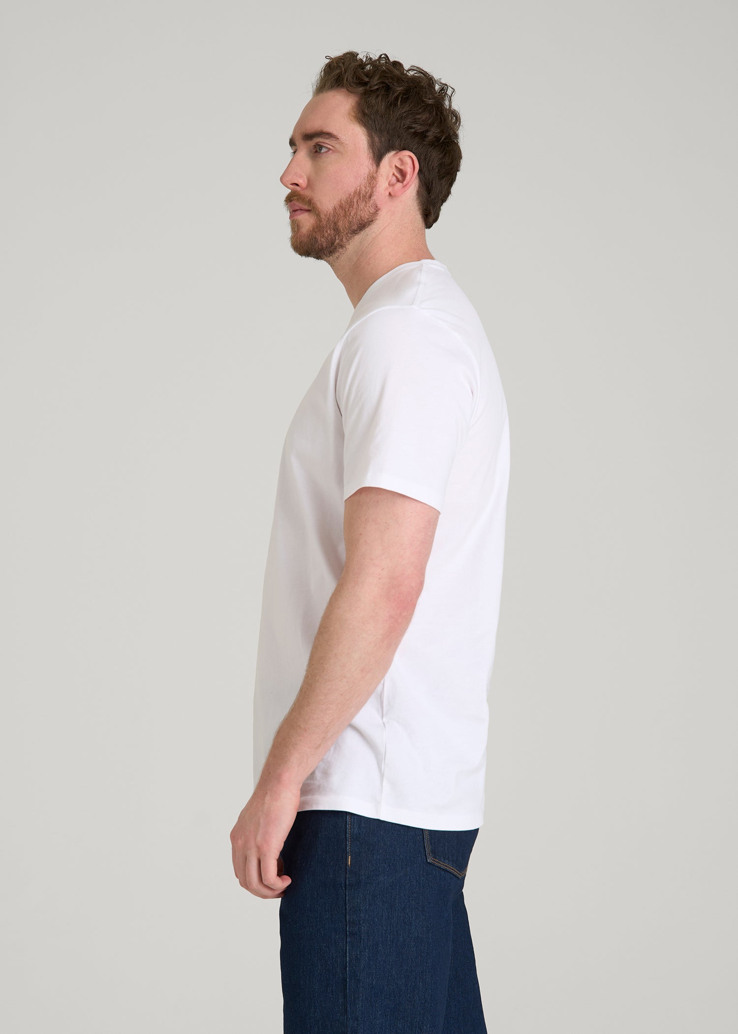 American Tall Men Core Cotton Crewneck Tee for Tall Men in White