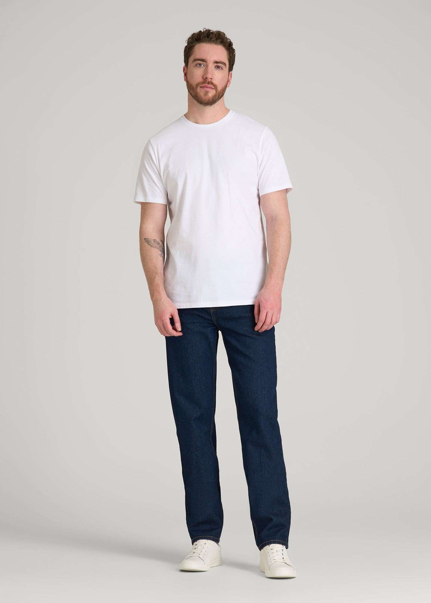American Tall Men Core Cotton Crewneck Tee for Tall Men in White