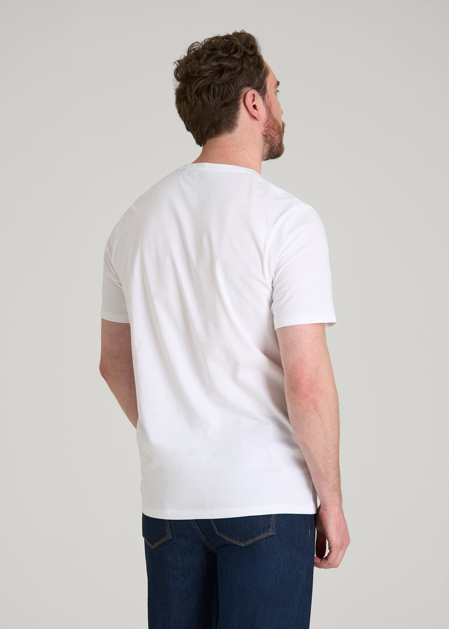 American Tall Men Core Cotton Crewneck Tee for Tall Men in White