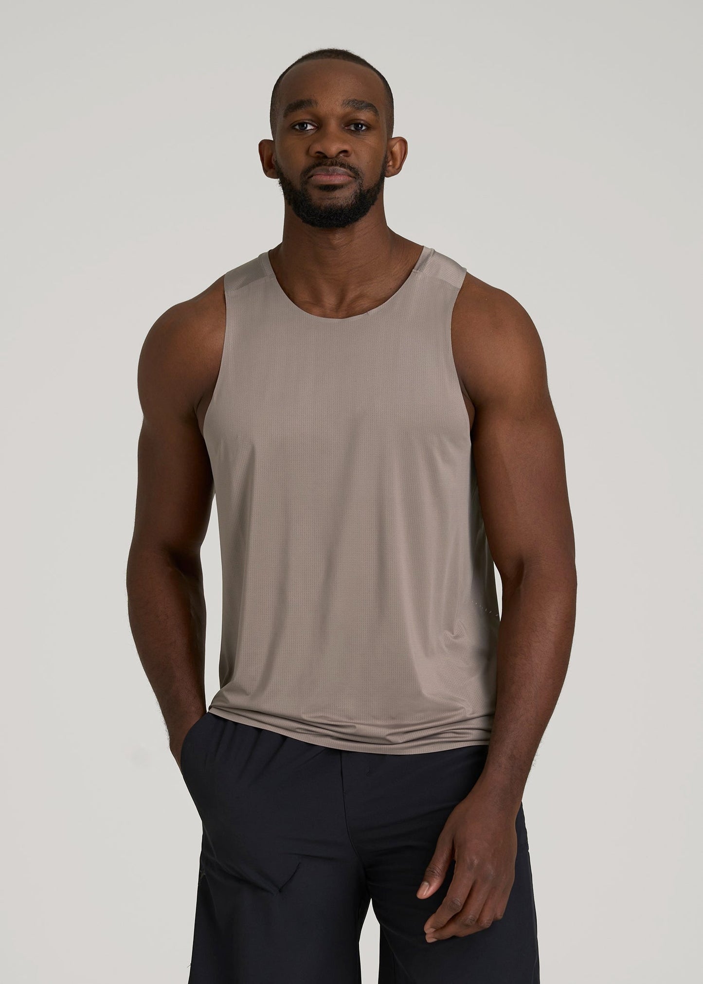 American Tall Men Perforated Training Singlet for Tall Men in Portobello