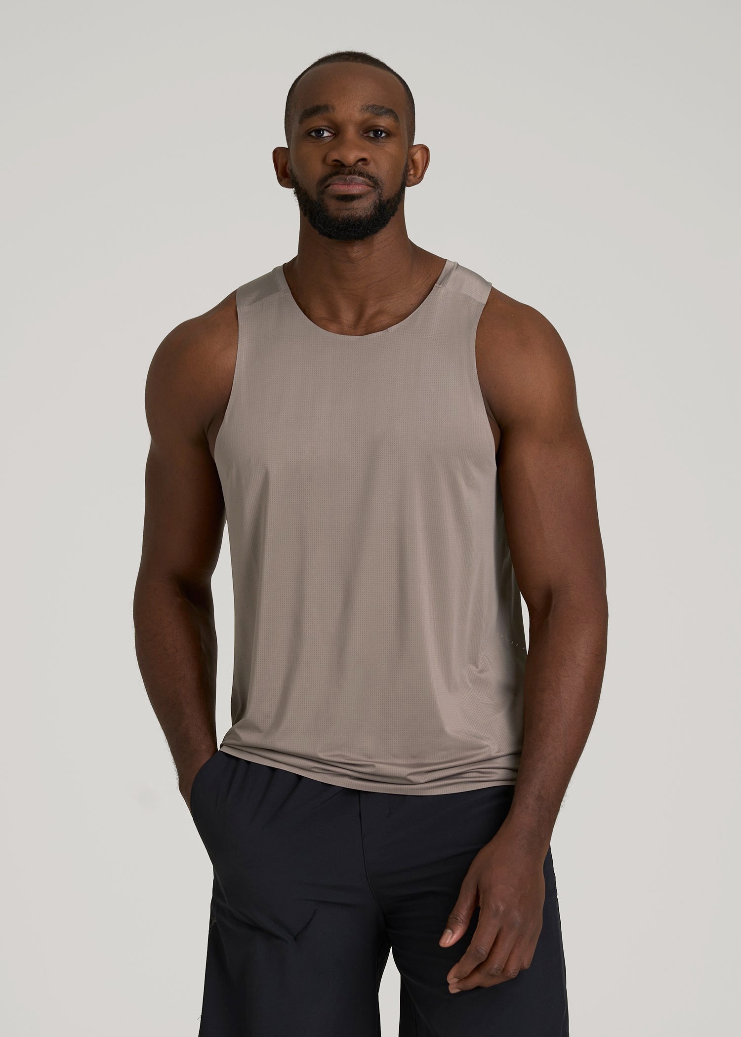 American Tall Men Perforated Training Singlet for Tall Men in Portobello