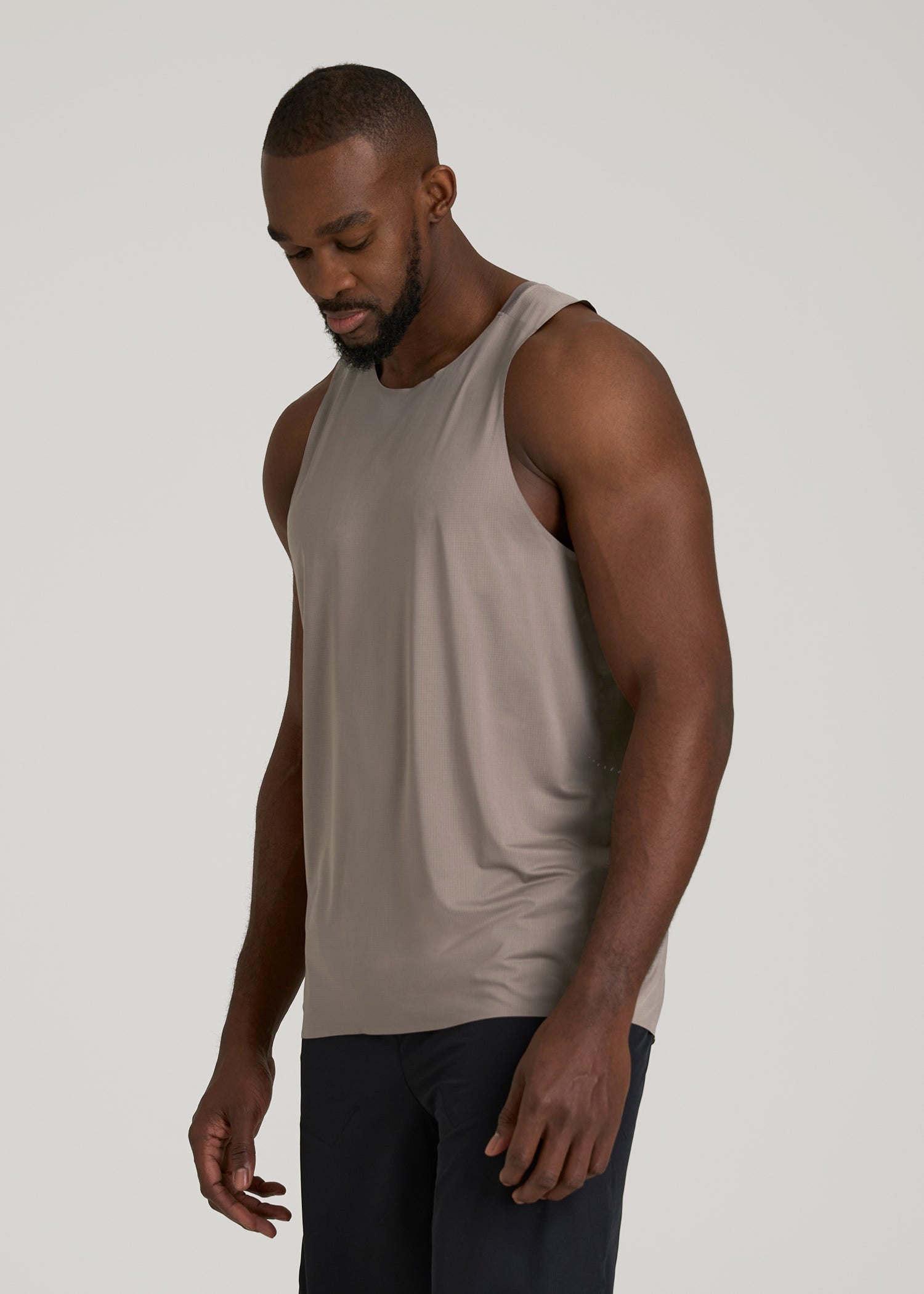 American Tall Men Perforated Training Singlet for Tall Men in Portobello