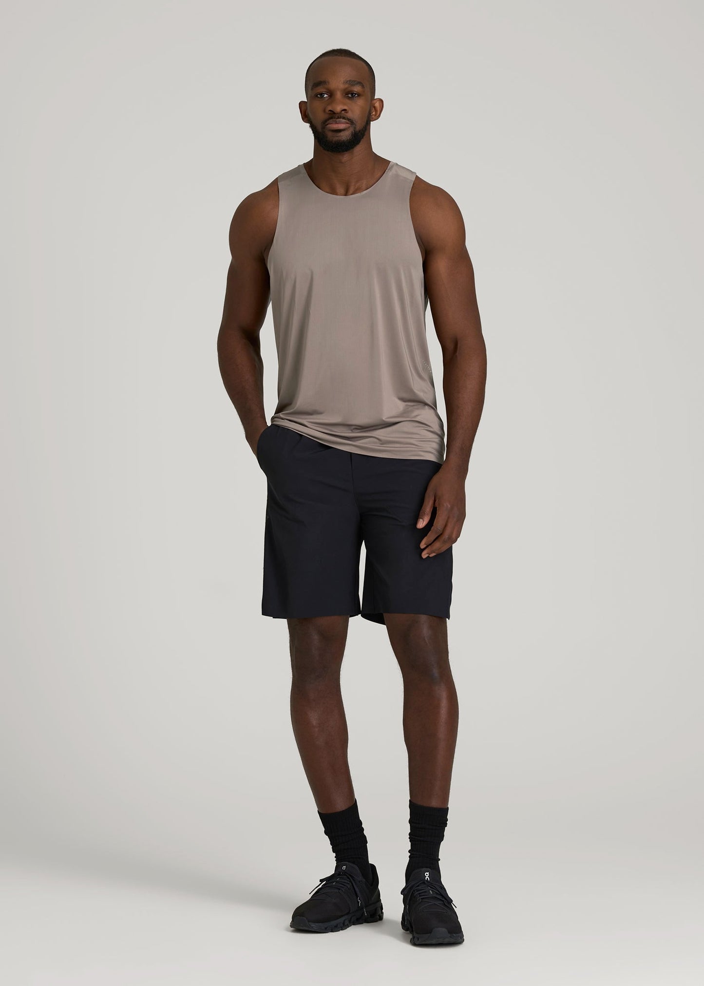 American Tall Men Perforated Training Singlet for Tall Men in Portobello