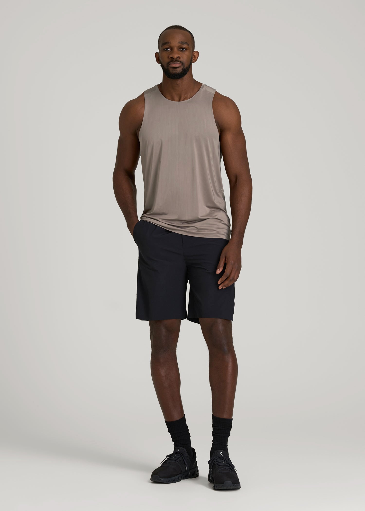 American Tall Men Perforated Training Singlet for Tall Men in Portobello