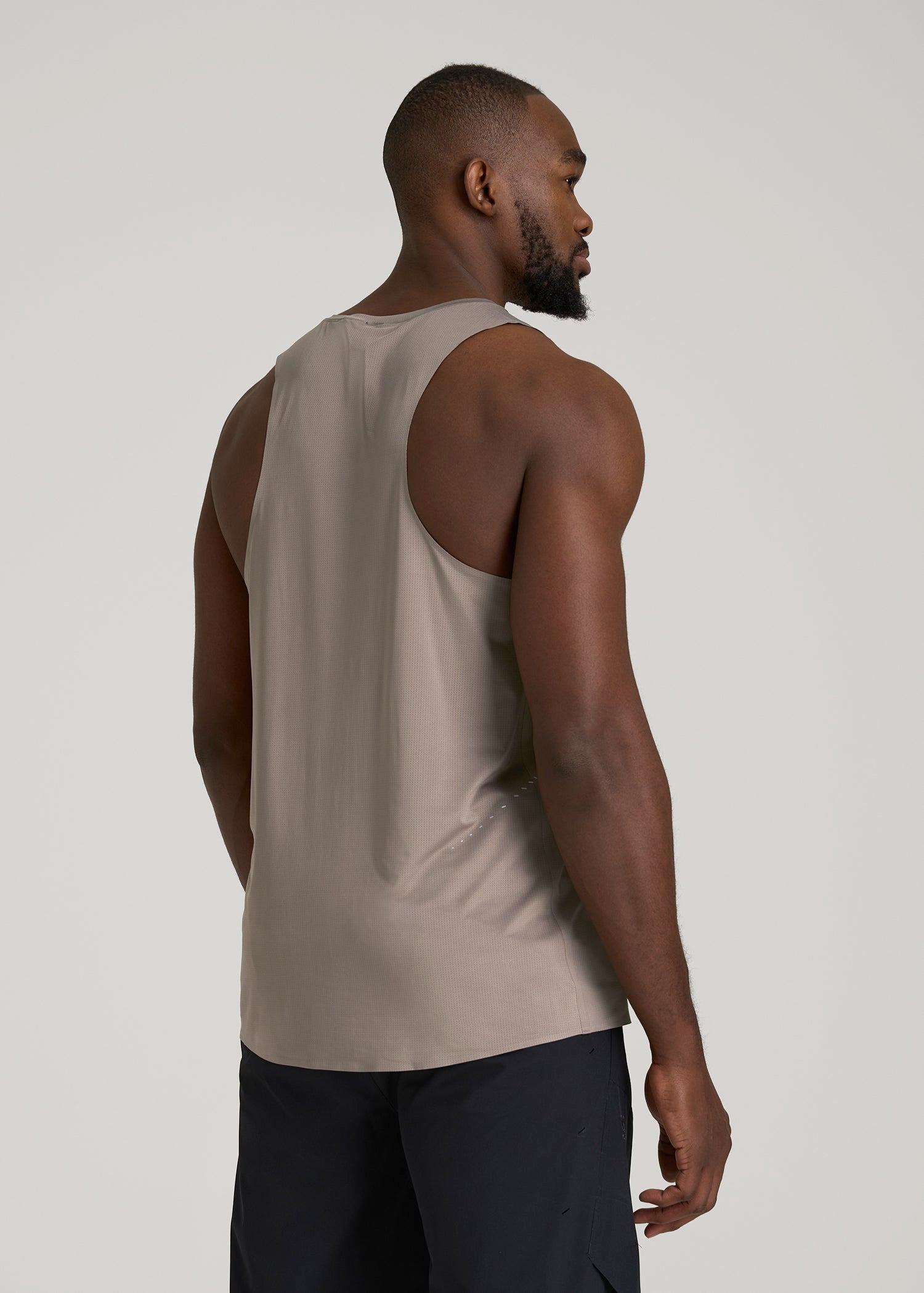 American Tall Men Perforated Training Singlet for Tall Men in Portobello
